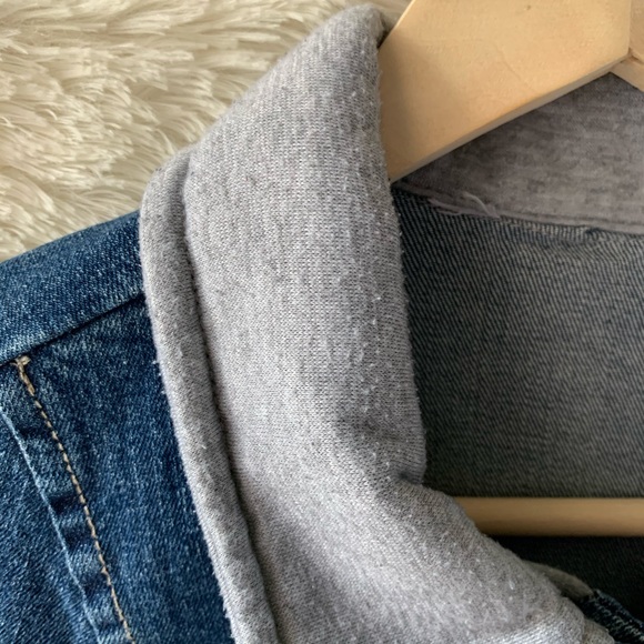 Jean Jacket with Gray Jersey Knit Trim - Picture 5 of 7